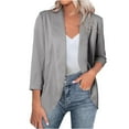 thumbnail image 1 of Hueook Womens Jacket Solid Blazers for Women Business Casual 3/4 Sleeve Lapel Open Front Suit Jacket Work Blazer with Pockets Gray S, 1 of 7