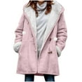 thumbnail image 1 of Hueook Womens Jackets Fall Women Winter Plus Size Solid Plus Velvet Coat Long Sleeve Horn Buckle Pocket Overcoat Pink 2X, 1 of 6