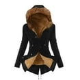thumbnail image 1 of Hueook Womens Jackets and Coats Winter Clearance Ladies Lining Coat Womens Winter Warm Thick Long Jacket Hooded 50% Off Clearance, 1 of 3