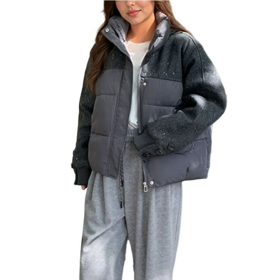 Hueook Womens Jean Jacket Ladies' Casual Colored Long-sleeved Hooded Jacket Gray 2X