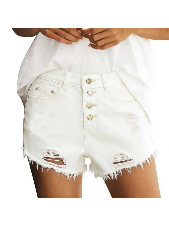 Womens Jorts Denim Jean Shorts Women Pocket Summer Fashion Casual Ripped Shorts Super Shorts White 3X