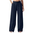 thumbnail image 1 of Hueook Womens Pants Lounge Pants Women's Solid Linen Pants Wide Leg Work Dress Pants Casual Business Pants with Pockets Blue M, 1 of 8