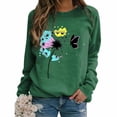 thumbnail image 1 of Hueook Womens Shirts Crewneck Women's Fashion Casual Printed Round Neck Loose Long Sleeve Capless Sweatshirt Top Green XL, 1 of 5