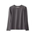 thumbnail image 1 of Hueook Womens Shirts Womens Long Sleeve Shirts Women's Fashionable Casual Solid Color Round Neck Long Sleeved Top Gray 2X, 1 of 2