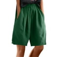 thumbnail image 1 of Hueook Womens Shorts Plus Size Flowy Linne Bermuda Shorts Womens and Linen Semi Elastic High Waisted Loose Women Casual Pants Green L, 1 of 6