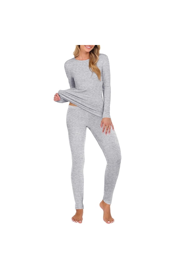 Womens Silk Pajamas Set Women's Thermal Underwear Set for Winter Warmth Gray XL