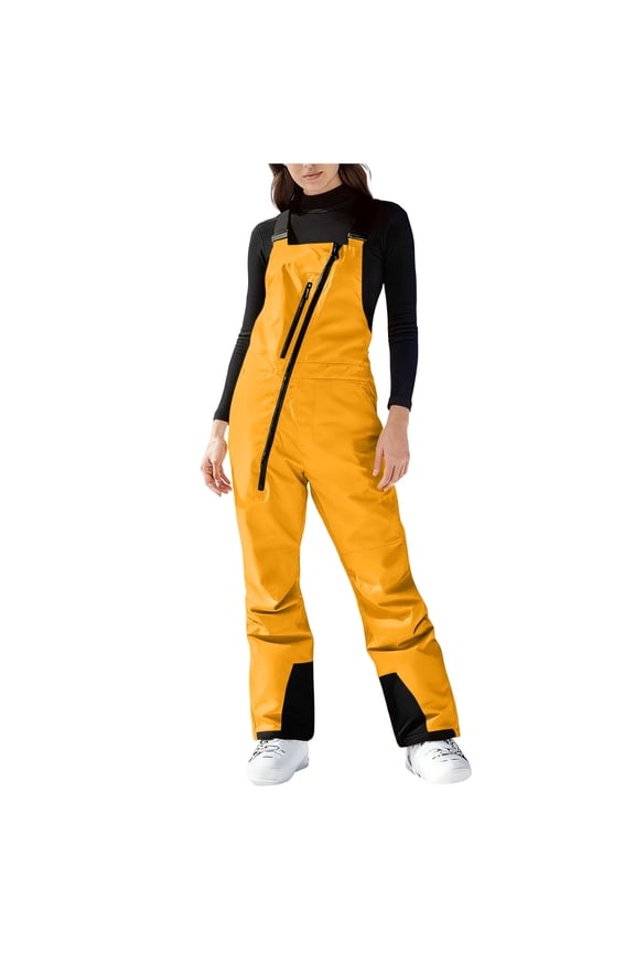 Womens Ski Jacket Skiing Outfits Women's Snow Ski Overalls Windproof Insulated Romper Snowpants Yellow S