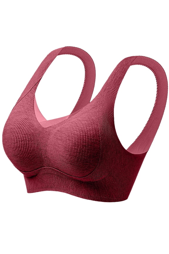 Womens Sports Bras Fashion Women Lace Solid Color Bra and Lingerie Underwear with Steel Rims Red 3X