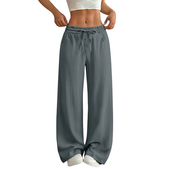 Hueook Womens Sweatpants Cotton Petite Pants Summer Trendy Casual Daily Pocket Pants Dark Gray XL