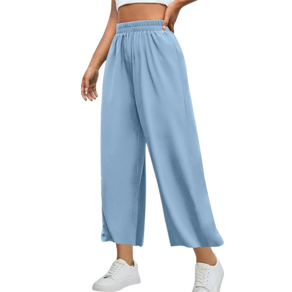 Hueook Womens Sweatpants Winter Pants Women's Sports Wide Leg Pants Solid Color Loose Straight Leg Pants Light Blue S