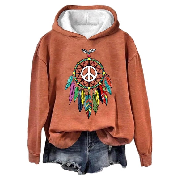 Hueook Womens Sweatshirt Hoodies for Women Cute Oversized Winter Clothes Comfy Hooded Sweatshirts Casual Fall Hoodies Orange 4X