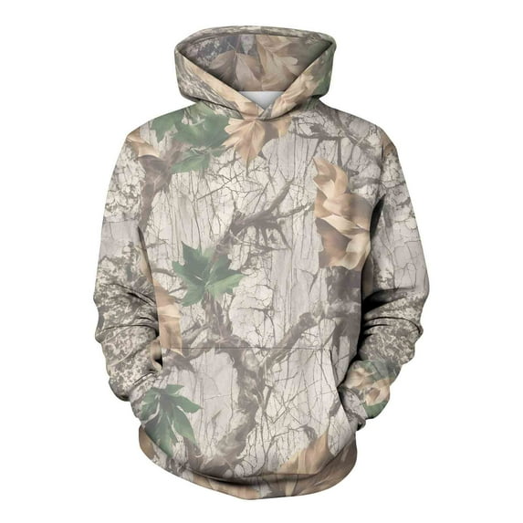Hueook Womens Sweatshirt Womens Men Hoodies Maple Leaf Print Oversized Hooded Sweatshirt Fleece Pullover Sweatshirts Long Sleeve with Pocket Camouflage L