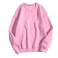 thumbnail image 1 of Hueook Womens Sweatshirts No Hood Crew Neck Long Sleeve Solid Color Casual Pullover Top Basic Sweatshirt Pink L, 1 of 3