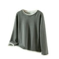 thumbnail image 1 of Hueook Womens Tops Button down Women's Fashion Casual Round Neck Internal Construction Solid Color Shirt Long Sleeve Gray 2X, 1 of 6
