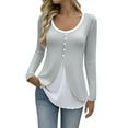 thumbnail image 1 of Hueook Womens Tops Peplum Tops Button down Cardigan Blouse Women's Long Sleeve Top Temperament Splicing Fake Two-piece Long Sleeved T-shirt Fashionable Waist Cinching and Basic Shirt Gray 3X, 1 of 7