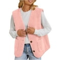 thumbnail image 1 of Hueook Womens Vest Women Pocket Coat Short Jacket Winter Sleeveless Fleece Button Solid Outerwear Pink L, 1 of 6