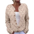 thumbnail image 1 of Hueook Womens Winter Coat Women's Merry Christmas Cardigan Long Sleeve Hollowed Out Print Casual Jacket Beige XL, 1 of 5