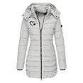 thumbnail image 1 of Hueook Womens Winter Coats Women's Long-Sleeved Hooded Mid-Length Fashion Casual Jacket with Small Print Gray XL, 1 of 4