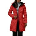 thumbnail image 1 of Hueook Womens Winter Coats Women's Solid Color Long-sleeved Hooded Fashion Padded Jacket Red 2X, 1 of 7