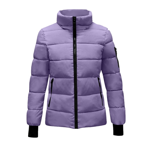Hueook Womens Winter Coats Women's Winter Tops and To Overcome Outer Long Sleeve Coats Jacket with Pocket Purple 2X