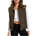thumbnail image 1 of Hueook Womens Winter Jacket Women's Fashion Solid Color Sleeveless Jacket Sleeveless Jacket Brown S, 1 of 7