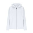 thumbnail image 1 of Hueook Womens Winter Jacket Women's Solid Color Casual SunscreenLong Sleeved Hooded Casual Outwear White 3X, 1 of 6