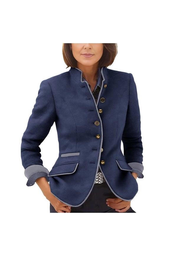 Workout Jacket Lightweight Fashion Women's Winter Button V-Neck Tops Long Sleeve Blouse Coat Blue XL