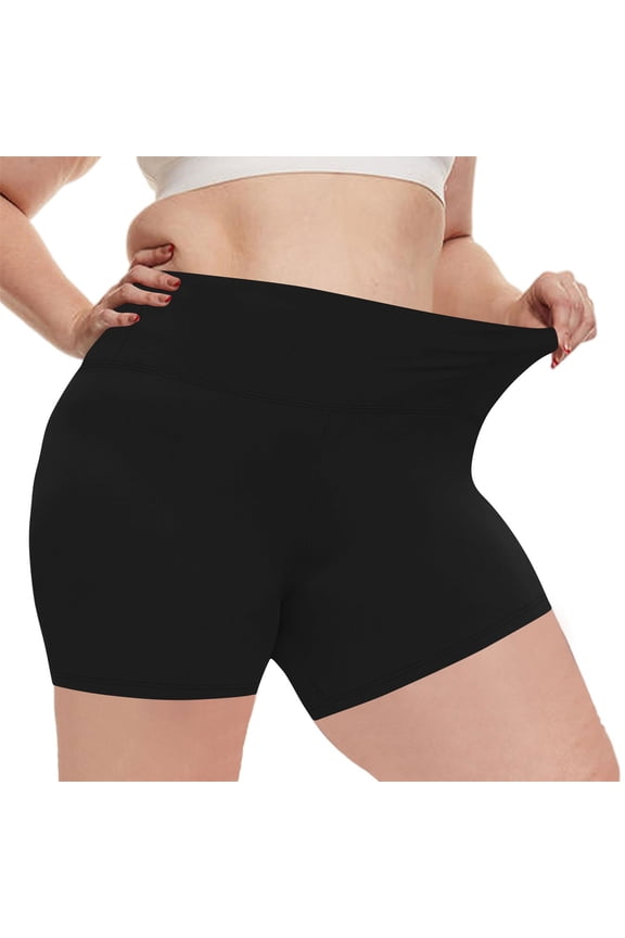 Workout Shorts Womens Stretch Biker Shorts Butt Lifting Women Pocket Plus Size Yoga Shorts High Waist High Elasticity Cycling Plus Half Shorts Yoga Pants Black 3X