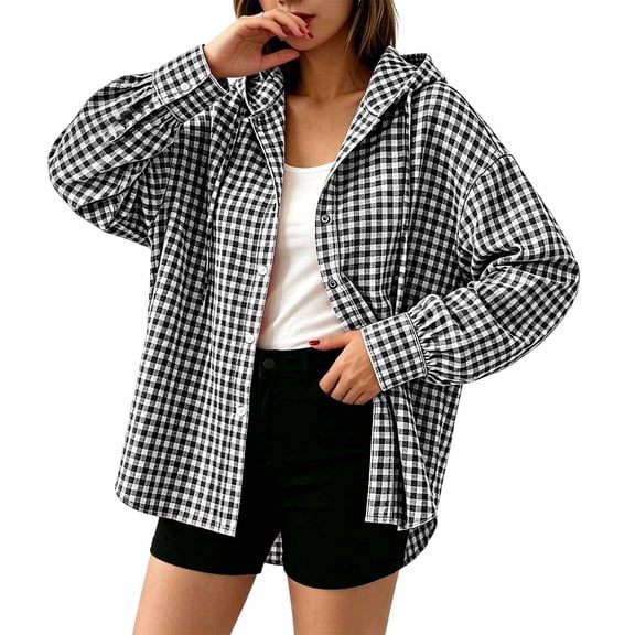 Hueoook Oversize Hoodies for Women Sunscreen Sweatshirts Fall Sun Shirts Protection Button Down Long Sleeve Hoodie Summer Blouses Jackets Black S