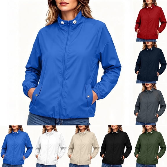 Hueoook Zip Up Hoodies for Women Pullover Sweatshirts Zippered Long Sleeve Windbreaker with Pockets Gray XL