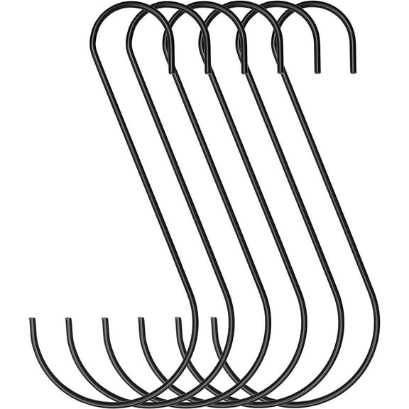 Huepa 6 Pack 12 Inch Metal S Hook - Universal for Hanging Plants, Bird Feeders, Wind Chimes and Much More