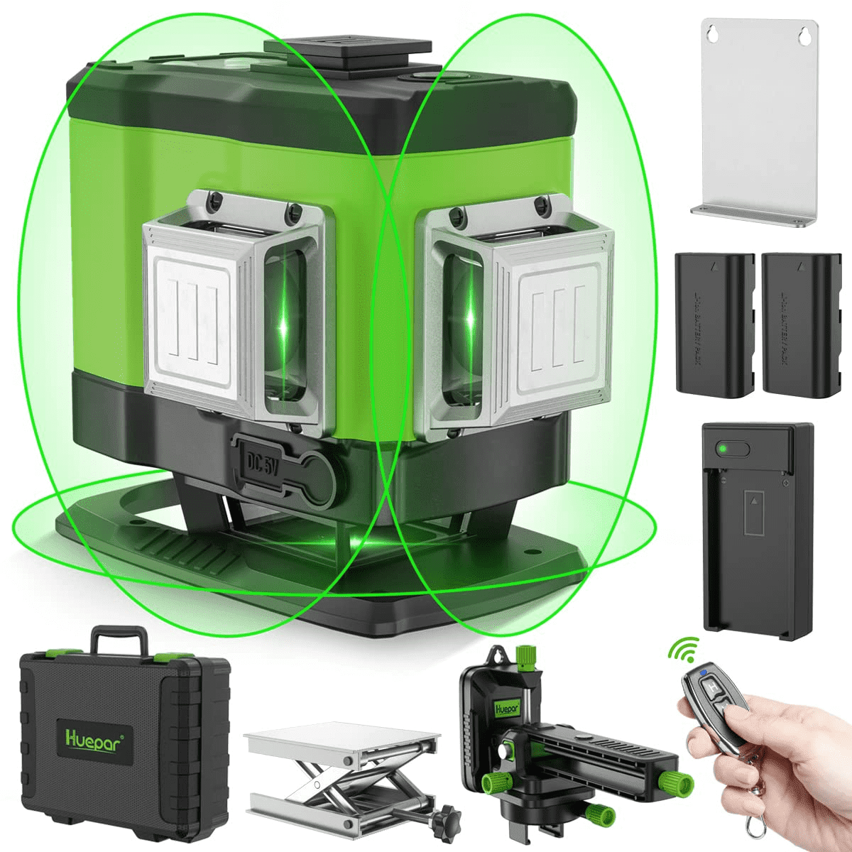 Huepar 4D 16 Lines Cross Line Laser Level 4 x 360° Green Beam Self-Leveling  Lasers Leveler Tools with LCD Screen & Bluetooth S04CG