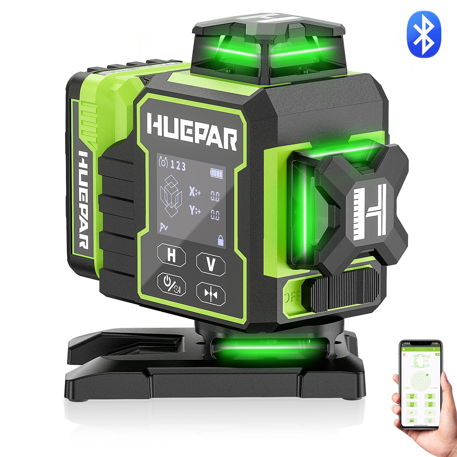 Huepar 4D 16 Lines SelfLeveling Laser Level, Green Beam 4 x 360° Cross