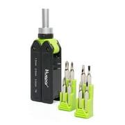 Huepar 8-in-1 Multi-Bit Ratchet Precision Screwdriver Set, Quick-load Mechanism Screwdriver Kit Folding with Replaceable Bits-Phillips, Slotted and Torx Tips for Phone, Laptop, Watch, Glasses SD09