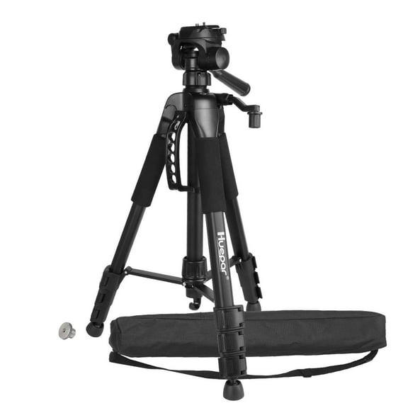 Huepar Adjustable 56" Tripod with Bubble Level & 1/4" Screw Mount, Black