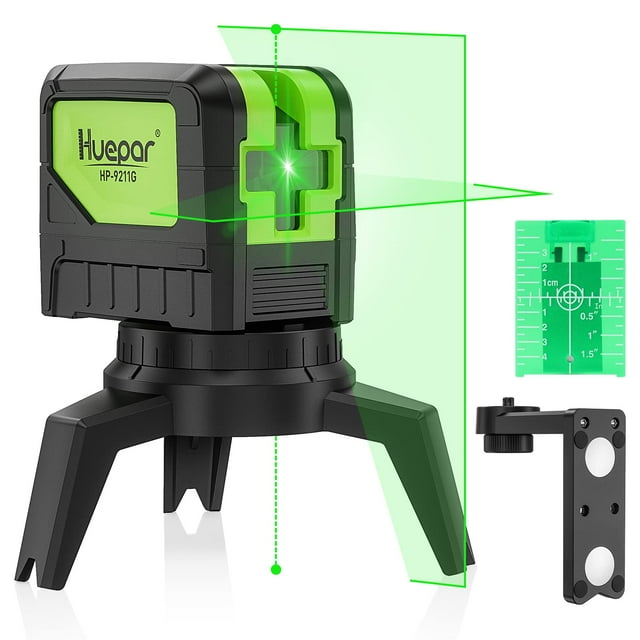 Huepar Green Beam Self-Leveling Laser Level Cross Line Laser Level Tools with 2 Plumb Dots and 360° Magnetic Pivoting Bracket