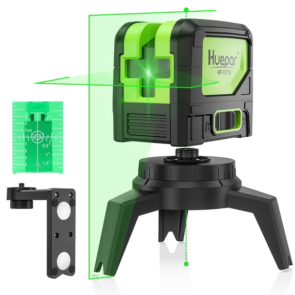 Huepar Green Beam Self-Leveling Laser Level Cross Line Laser Level Tools with 2 Plumb Dots and 360° Magnetic Pivoting Bracket