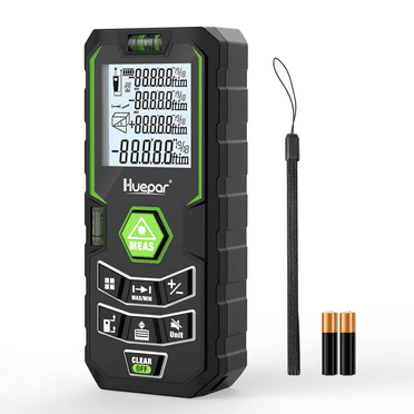 Huepar Laser Distance Measure 165Ft/50M with Rechargeable Battery & Angle Sensor, Backlit LCD Laser Distance Meter, M/in/Ft Multi-Measurement Modes X6-LM50