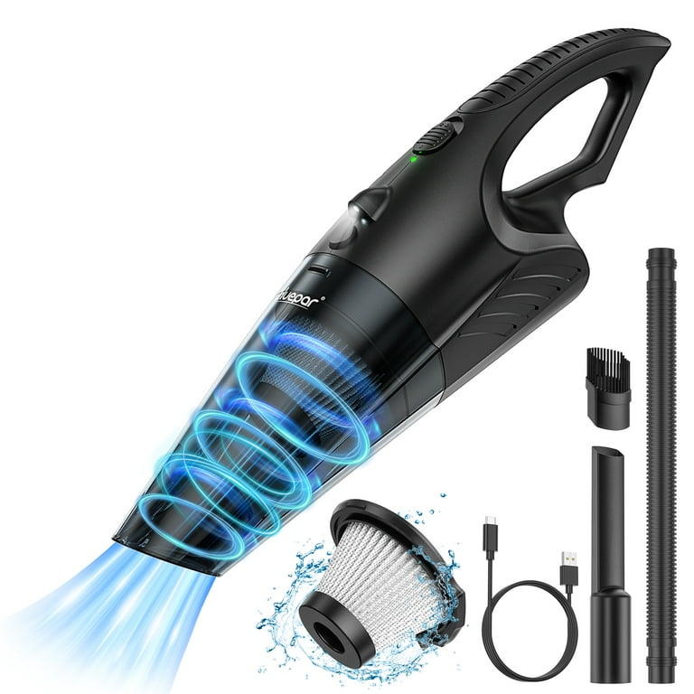 Huepar Portable Car Vacuum, 13000PA Cordless Handheld Car Vacuum Cleaner  Rechargeable with LED Light, 2 Washable HEPA Filter, Deep Detailing Cleaning  Kit HV13 