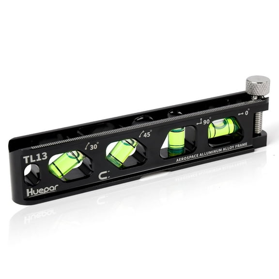 Huepar Torpedo Level, Magnetic Conduit Level with 4 Vials, Spirit Level with V-Groove and Magnet Track, High Precision Bubble Level, Double Scale