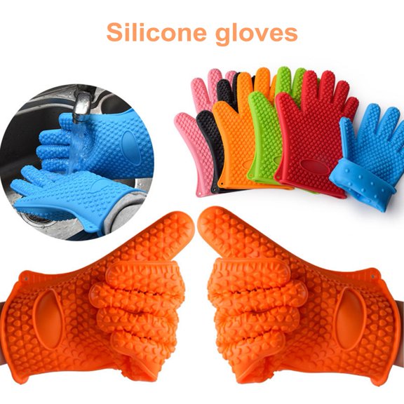Huepoe 1 Pair Heat Resistant Silicone Oven Mitts (-30°C to 230°C), Non-Slip Quilted Grip Gloves for Baking, Cooking, BBQ - Universal Fit for Men & Women