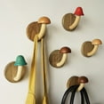 thumbnail image 1 of Huepoe 4PCS Wooden Mushroom Coat Hooks, Solid Wood Wall Mounted Towel Hanger, 3kg Load, Easy Install with Screws, 1 of 7