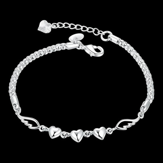 Huepoe Adjustable Heart Charm Bracelet for Women - Allergic Free Alloy Wing Design Jewelry Gift for Wife, Girlfriend, Romantic Present for Her