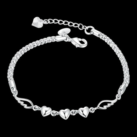 Huepoe Adjustable Heart Charm Bracelet for Women - Allergic Free Alloy Wing Design Jewelry Gift for Wife, Girlfriend, Romantic Present for Her