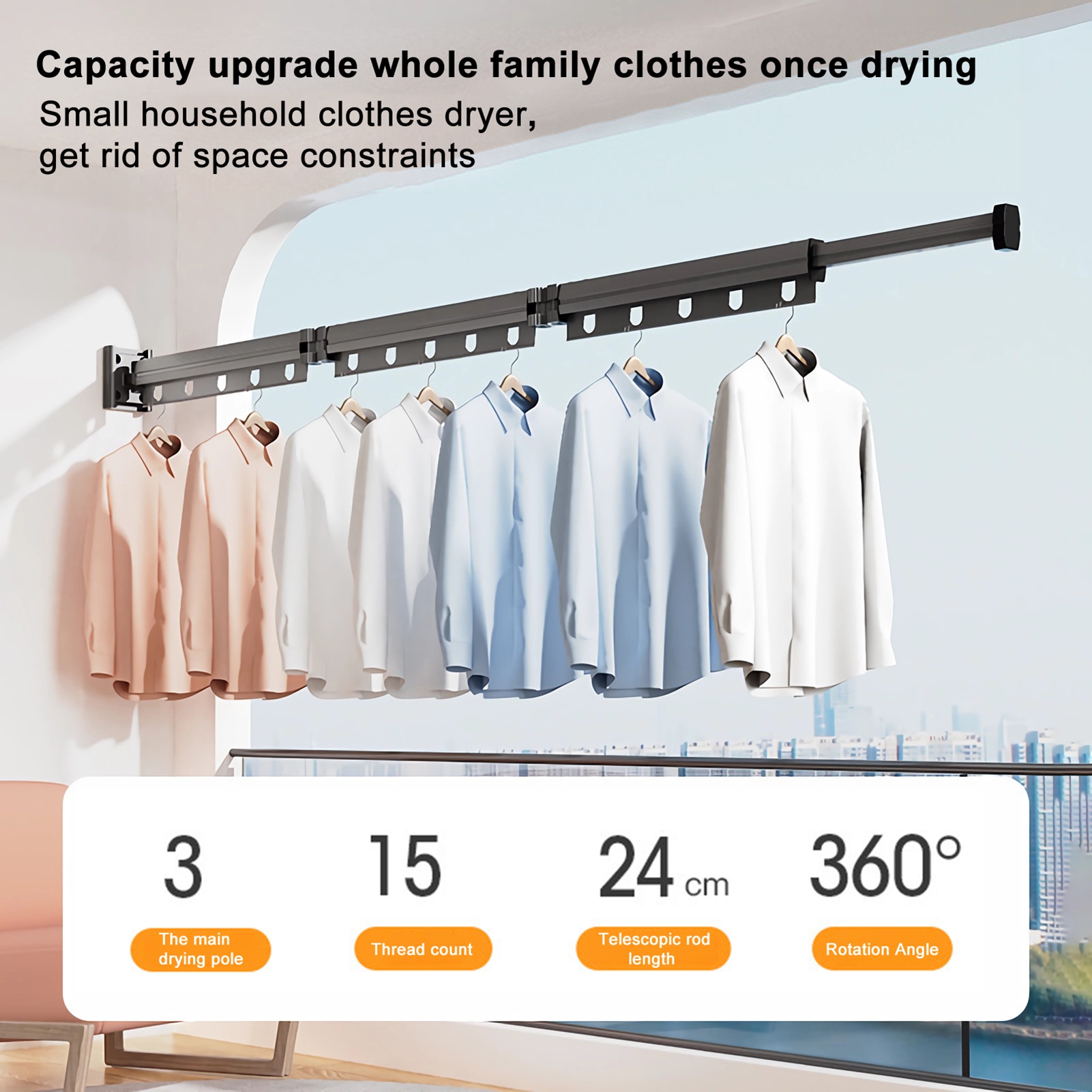 Huepoe Wall Mount Clothes Drying Rack, Fold Retractable Space Saver ...