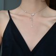 thumbnail image 1 of Huepoe Lady Necklace Moon And Star Pendant Rhinestone Adjustable Alloy Clavicle Chain Gift for Wife Girlfriend Neck Jewelry for Daily Wear Weddings Parties, 1 of 7