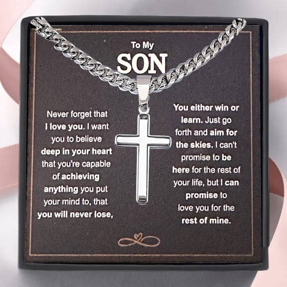 Huepoe Men Necklace with Card And Box Pendant Thick Hollow Chain Stainless Steel Neck Jewelry Daily Wear Keepsake Gift Lightweight Adult Clavicle Necklace