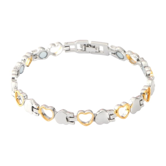 Huepoe Women Magnetic Bracelet Hollow Heart Sleek Surface Alloy Detachable Adjustable Thick Chain Wrist Jewelry for Daily Wear Vacation Work Anniversaries Birthday Gift