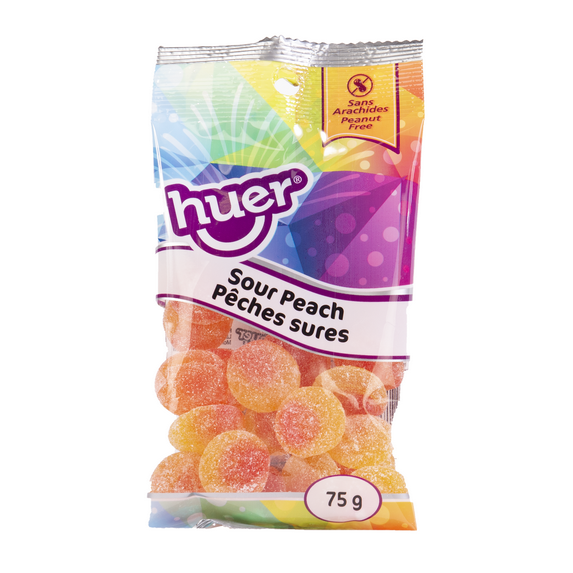 Huer Sour Peach Gummy Candy, 75g/2.6 oz