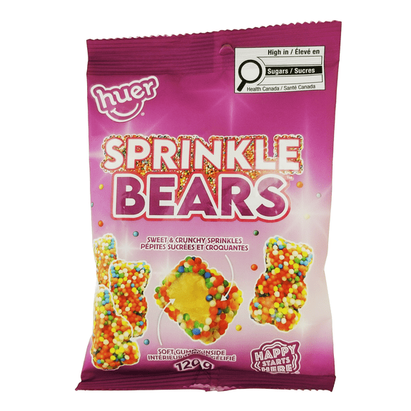 Huer Sprinkle Bears Gummies, Assorted Flavors, Rainbow Gummy Candy - 120g/4.2 oz